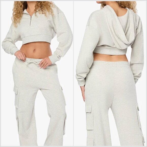 WeWoreWhat Tops - REVOLVE By. WeWoreWhat Half Zip Cropped Hoodie Women’s XS Gray Heather NWT $118